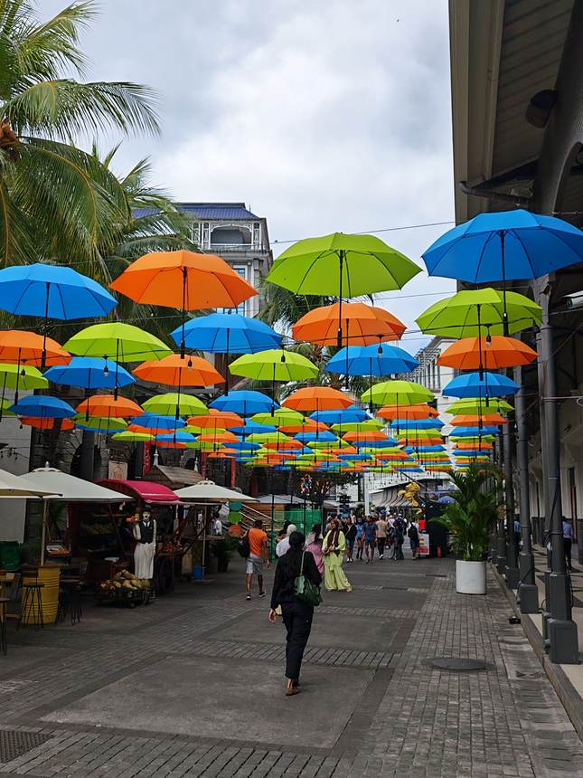 L’allée des parapluies, au Caudan Waterfront